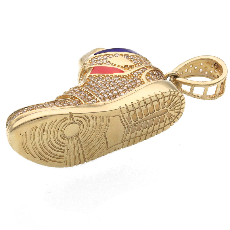 14 Karat Gold & Cz Blue Red Sneakers Shoe Charm
