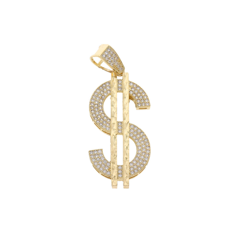 10K Gold & Cz Dollar "$" Pendant Charm