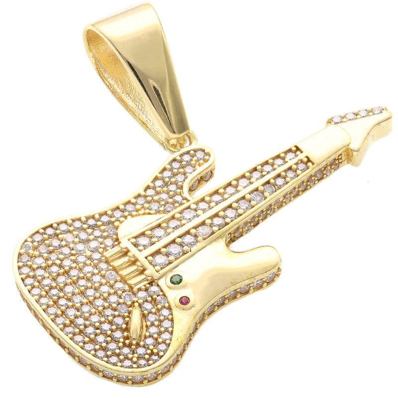 10 Karat Gold Cz Guitar Charm