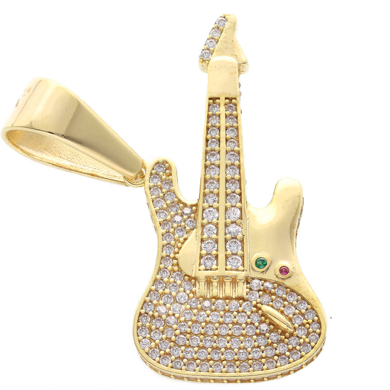 10 Karat Gold Cz Guitar Charm