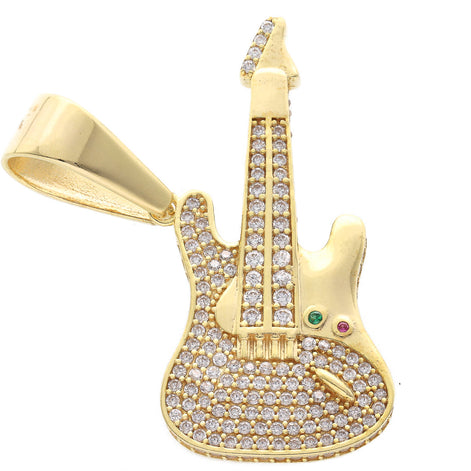 10 Karat Gold Cz Guitar Charm
