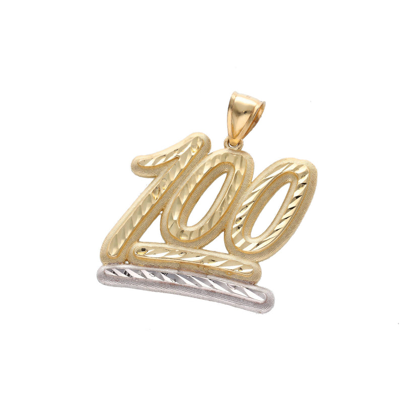 10 Karat Gold "100" charm Two Tone Charm