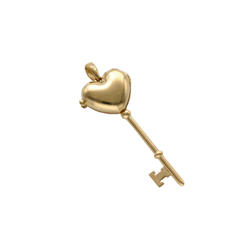 14 Karat Gold Reliquary Heart Key Charm