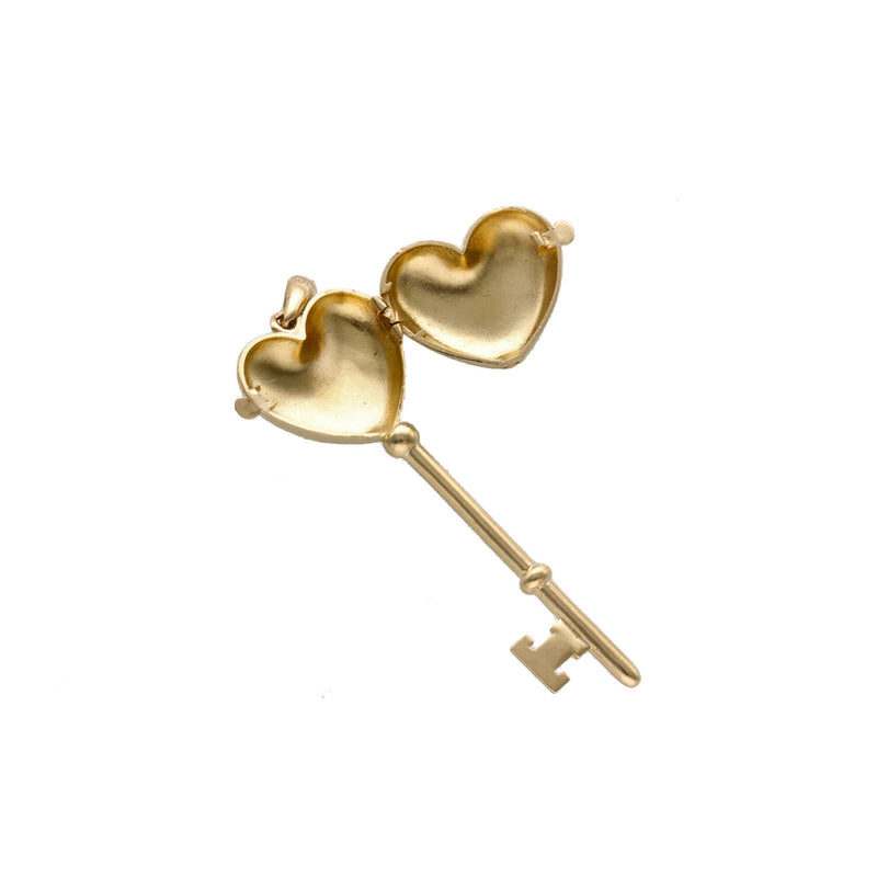14 Karat Gold Reliquary Heart Key Charm