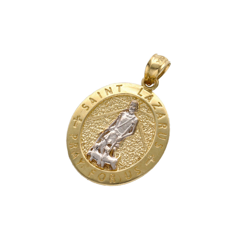 10 Karat Gold Two Tone Small St Lazaro Medal