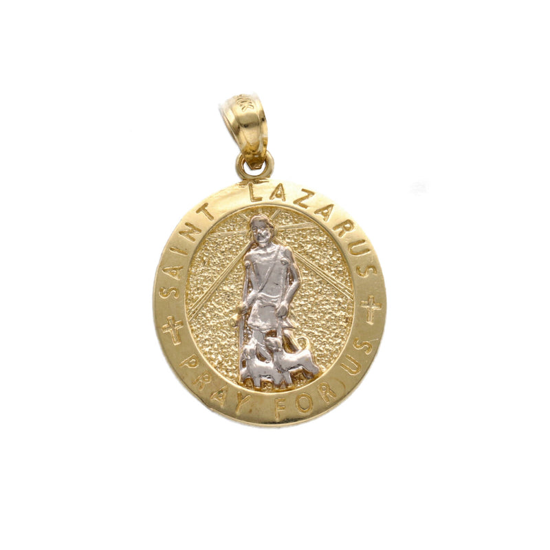 10 Karat Gold Two Tone Small St Lazaro Medal