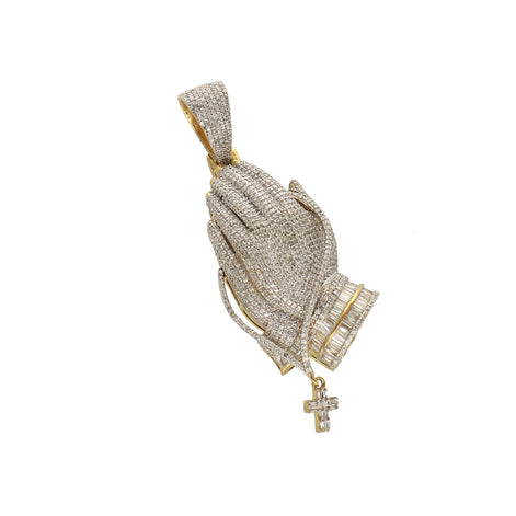 Gold Diamond Praying Hand Charm