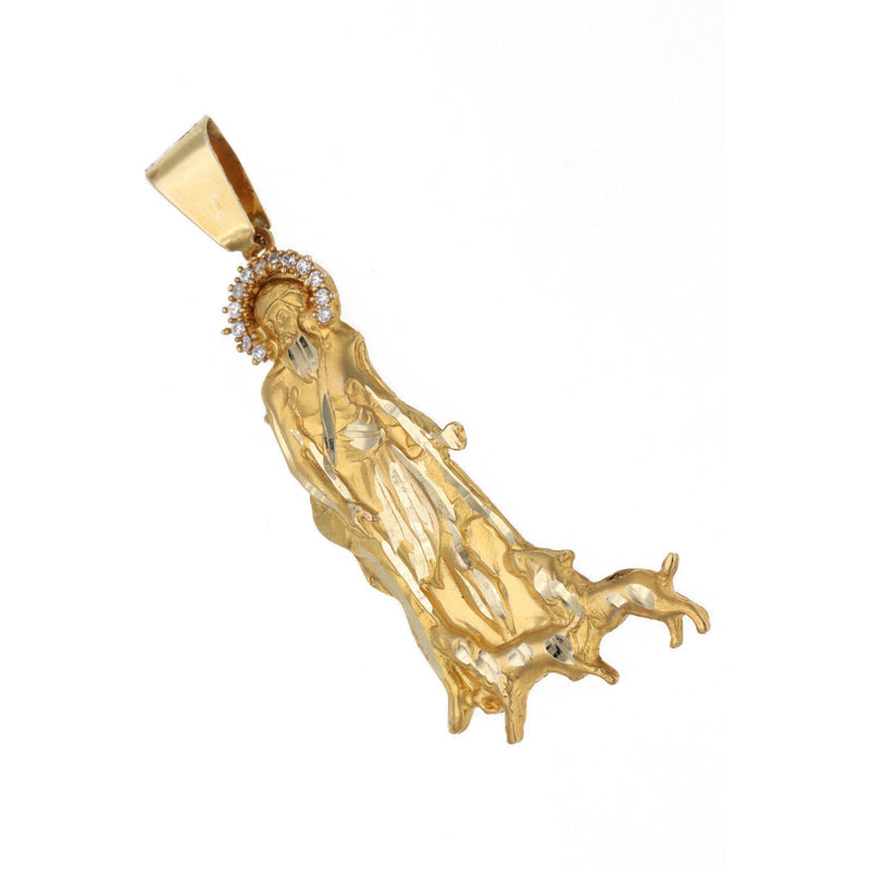 10 Karat Solid Gold & Cz San Lazaro Charm