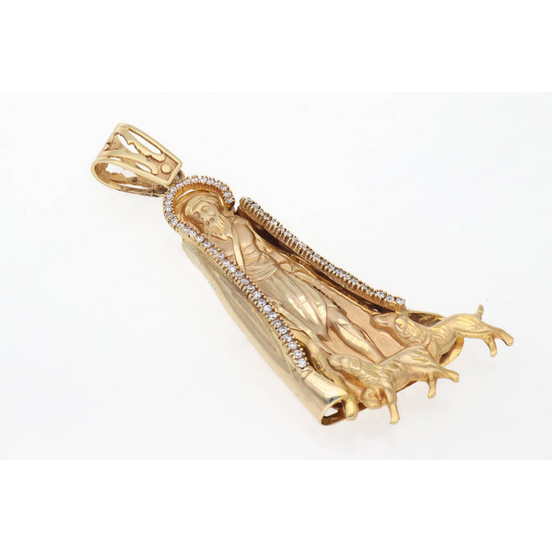 10 Karat Solid Gold & Cz St. Lazaro Charm