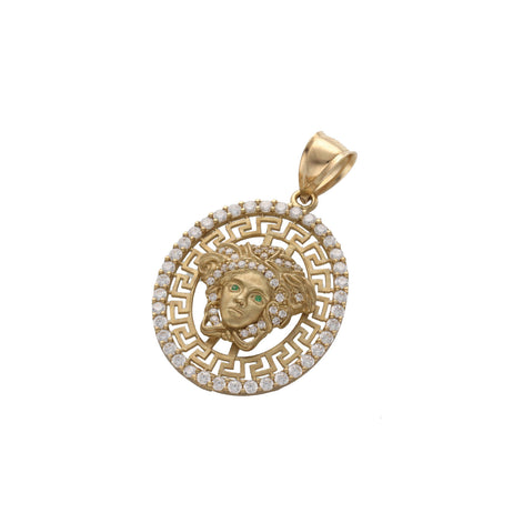 10 Karat Gold & Cz Medusa Medal Oval Charm