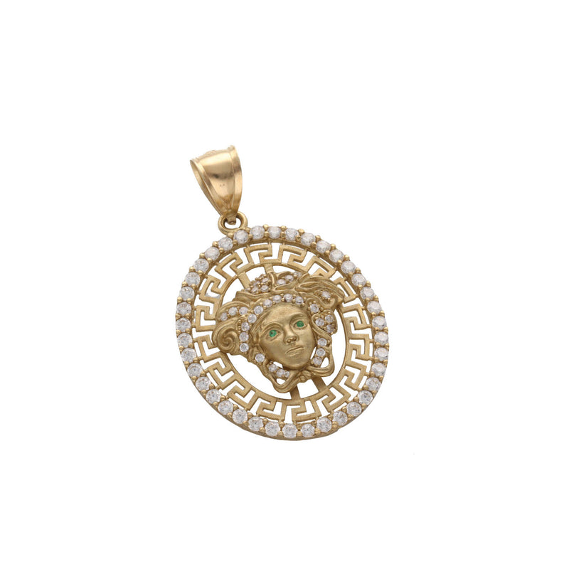 10 Karat Gold & Cz Medusa Medal Oval Charm