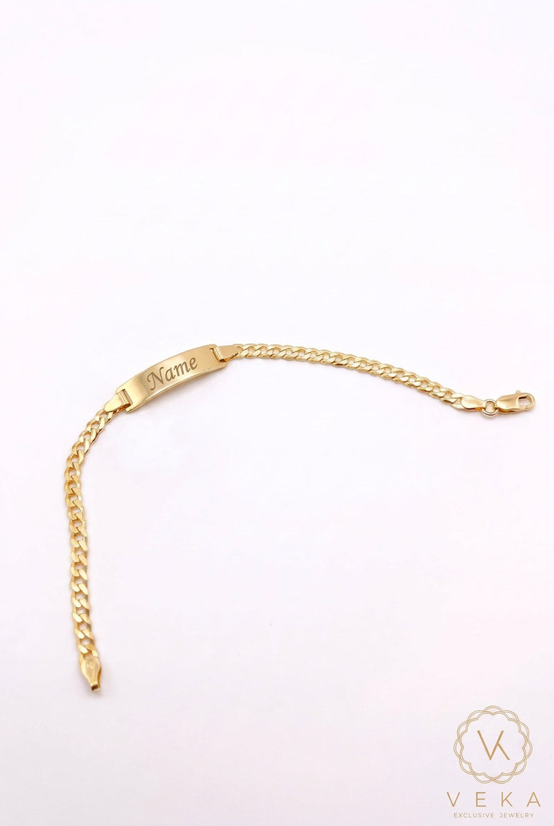 10K Solid Gold Cuban Link Baby ID Bracelet - 3mm (6")