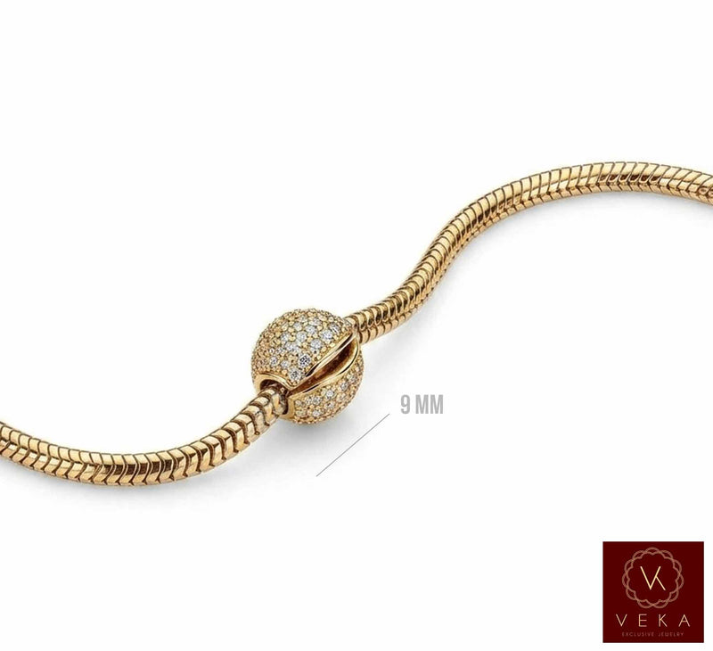 14K Gold Mini Round Pave Lights Clip Charm