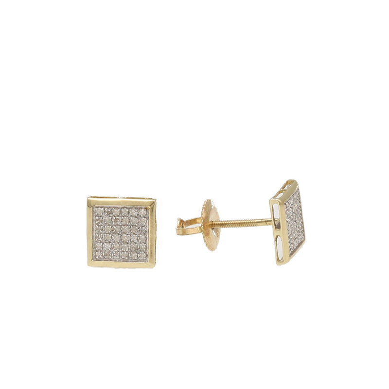 10 Karat Gold 0.25ctw Diamond Bezel Stud Square Earrings