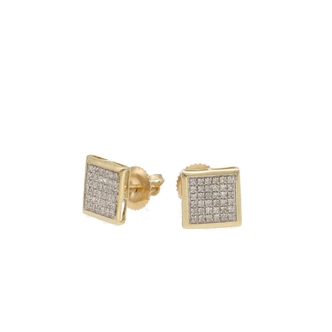 10 Karat Gold 0.25ctw Diamond Bezel Stud Square Earrings
