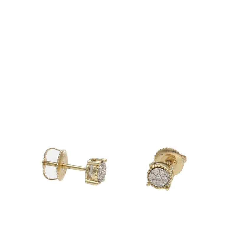 10 Karat Gold 1/10 Stud Diamond Round Earrings