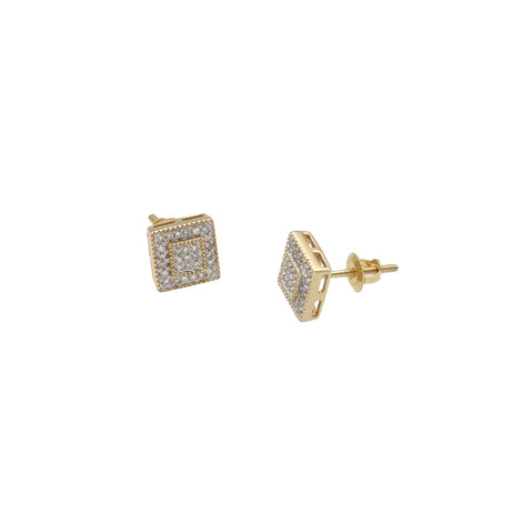 10 Karat Gold  1/5 CTW Diamond  Hip Hop Square Earrings