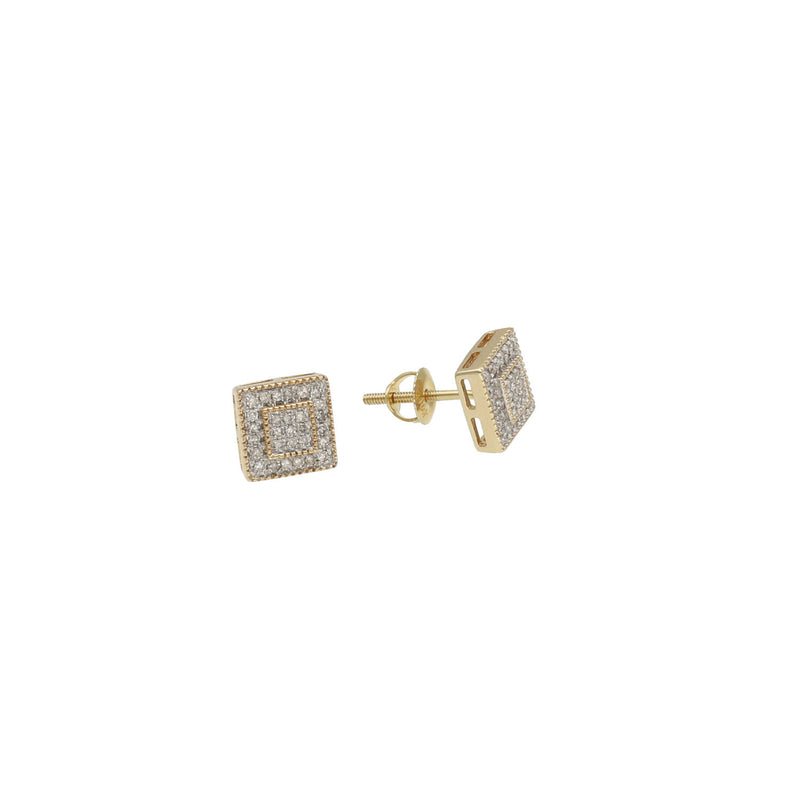 10 Karat Gold  1/5 CTW Diamond  Hip Hop Square Earrings