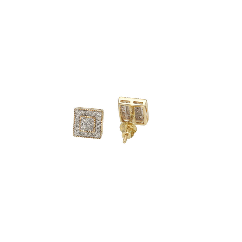 10 Karat Gold  1/5 CTW Diamond  Hip Hop Square Earrings