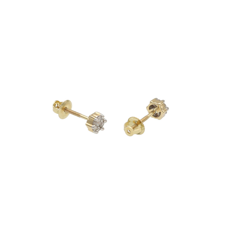 10 Karat Gold  1/6 CTW Diamond Flower Stud Earrings