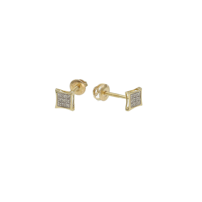 A pair of 10 karat gold 0.05 ctw diamond kite shape stud earrings with a screw back closure.