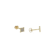A pair of 10 karat gold 0.05 ctw diamond kite shape stud earrings with a screw back closure.