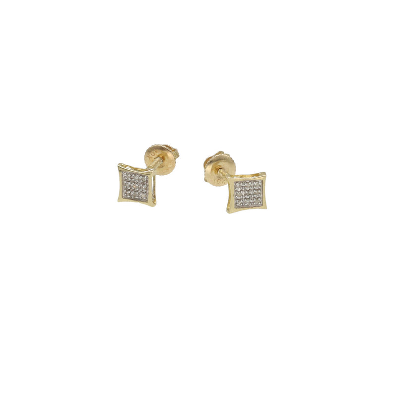 A pair of 10 karat gold 0.05 ctw diamond kite shape stud earrings with a screw back closure.