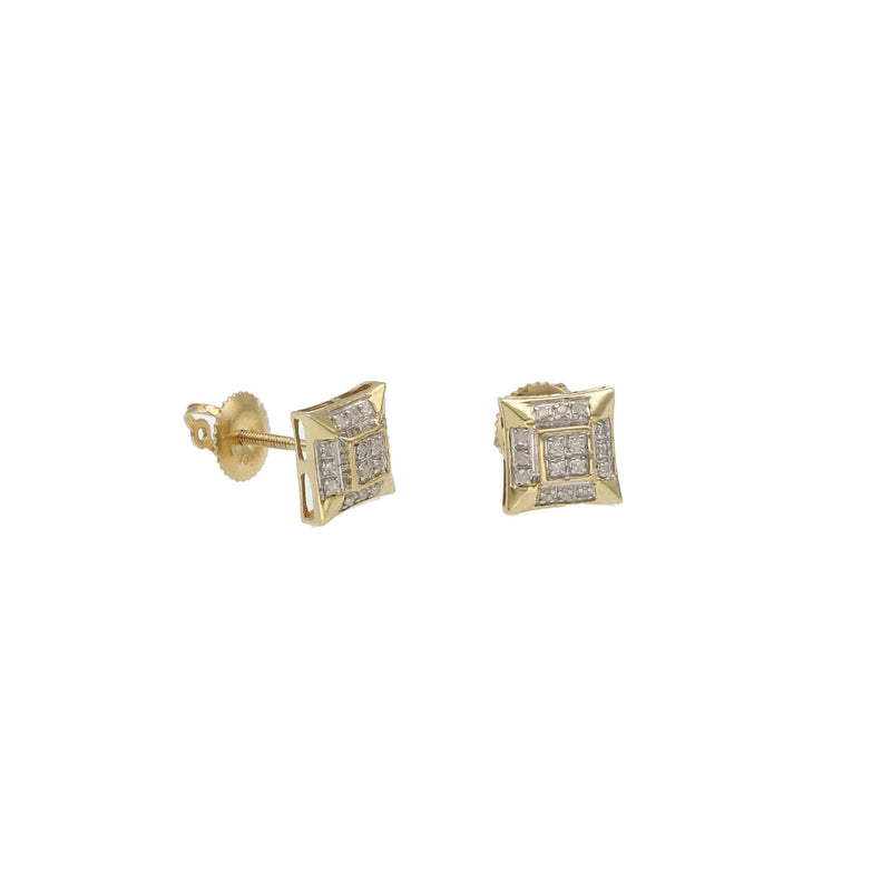 10 Karat Gold 1/10 CTW Diamond Mens Square Earrings