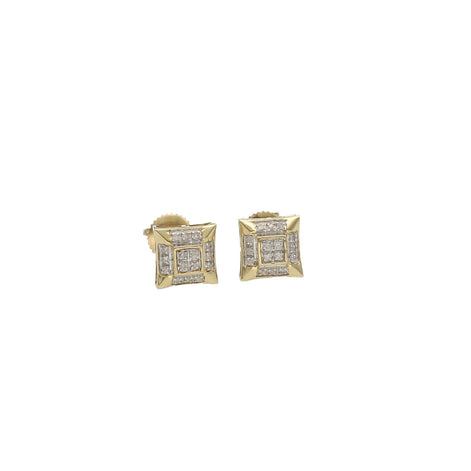10 Karat Gold 1/10 CTW Diamond Mens Square Earrings