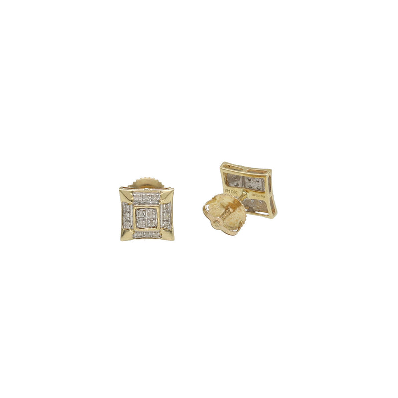 10 Karat Gold 1/10 CTW Diamond Mens Square Earrings