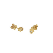 14k Gold Hamsa with Real Round Diamond with screw back mechanism.