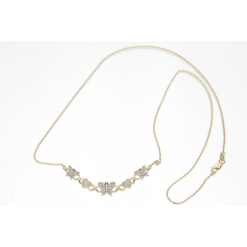 10 Karat Gold 0.25 ctw Diamond Butterfly Heart Necklace