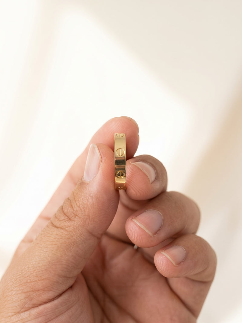 14K Gold Screw Head Stackable Band Ring 4mm - Band ✨