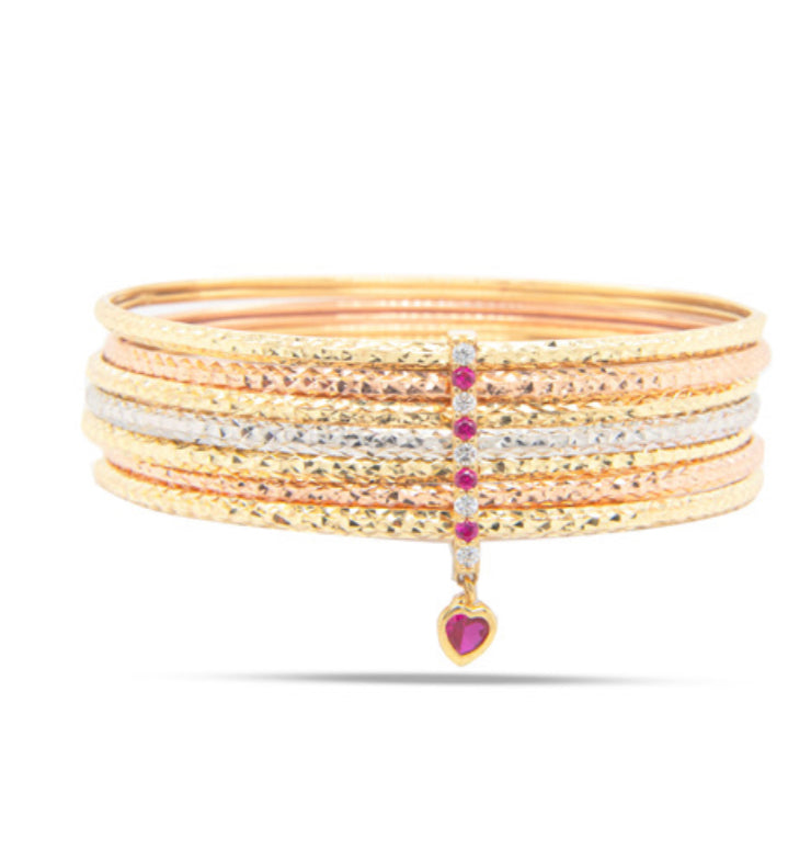 14 Karat Three Tone Gold Bangle