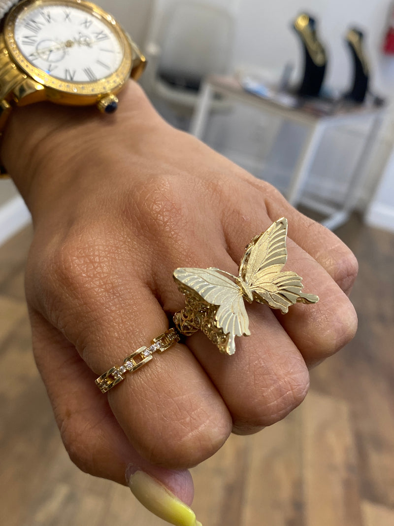 Gold Butterfly Ring 14K 