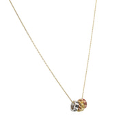 14 Karat Three Tone Gold Three Love Rings Necklace