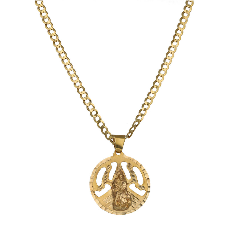 Solid 10K Gold St Lazarus Medal Necklace | Italian Curb Chain ✝️