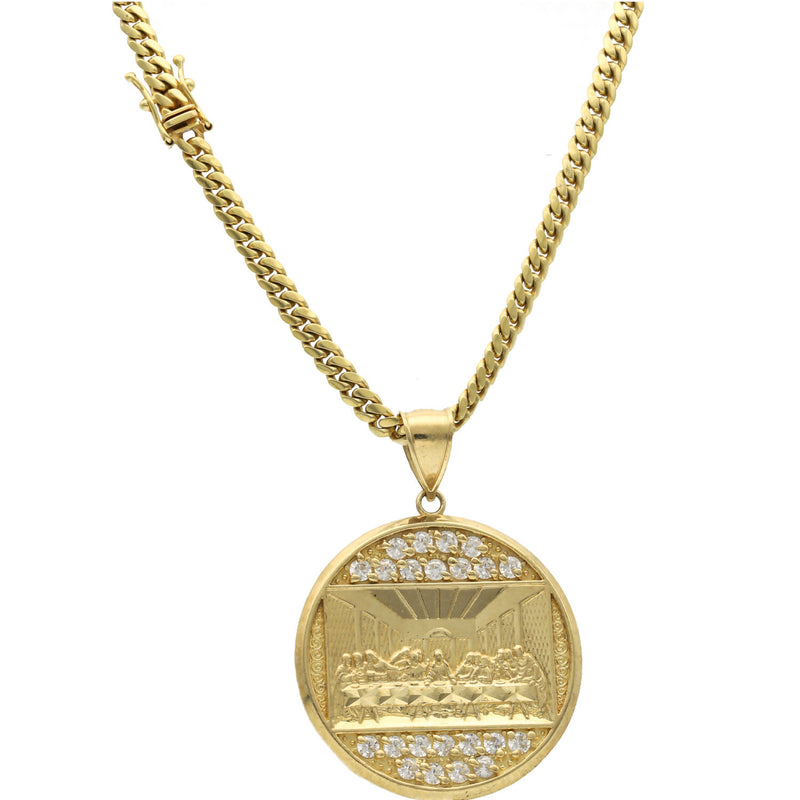 10 Karat Solid Gold Miami Cuban Link Chain - Last Supper Medal