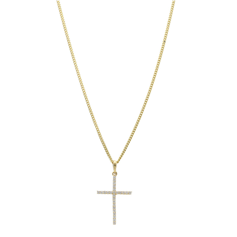 14 Karat Gold Cuban Chain & Natural Diamond Cross