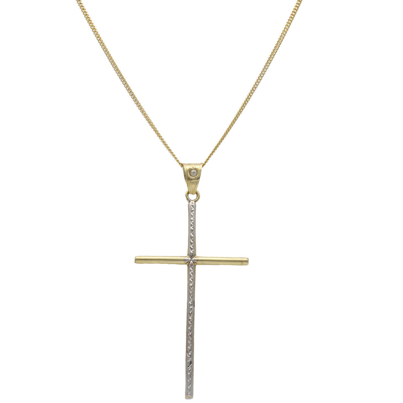 10 Karat Gold Cuban Link Chain & Two Tone Cross