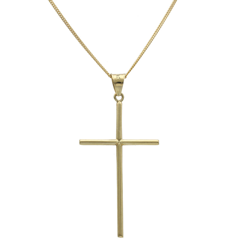 10 Karat Gold Cuban Link Chain & Two Tone Cross
