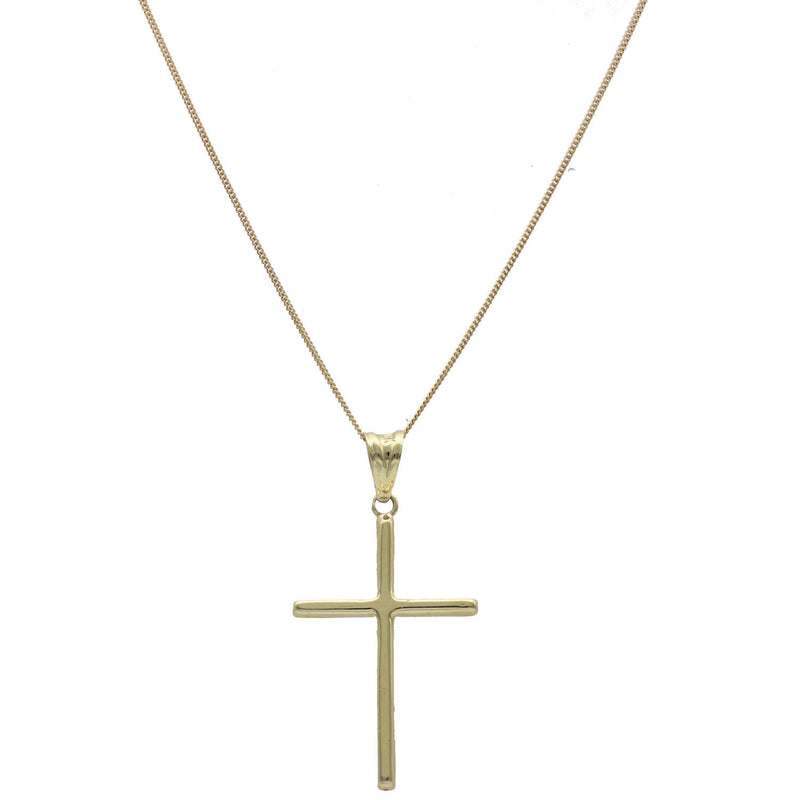 10 karat Gold Cuban Chain & Two Tone Cross Charm