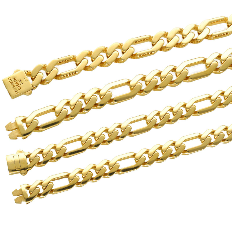 14 Karat Gold Figaro Monaco Style Chain