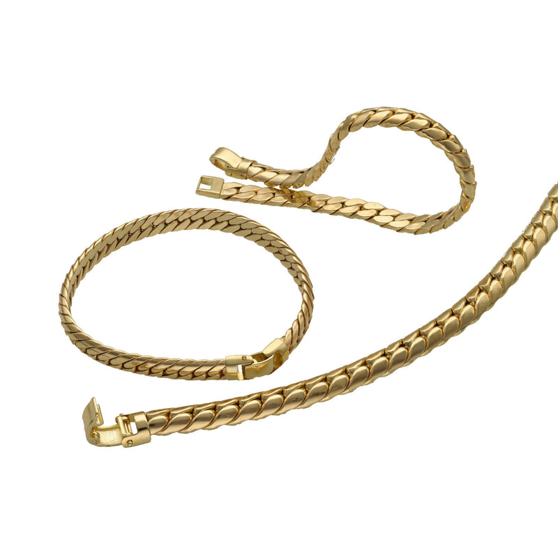 Three 10K yellow gold tight link Cuban bracelets in different widths, featuring premium luxury box clasps on a clean white background.