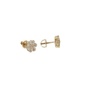 Close-up detail of Veka Jewelry's Men's Moissanite Cluster Stud Earrings, highlighting the 10K gold threaded screw-back post.