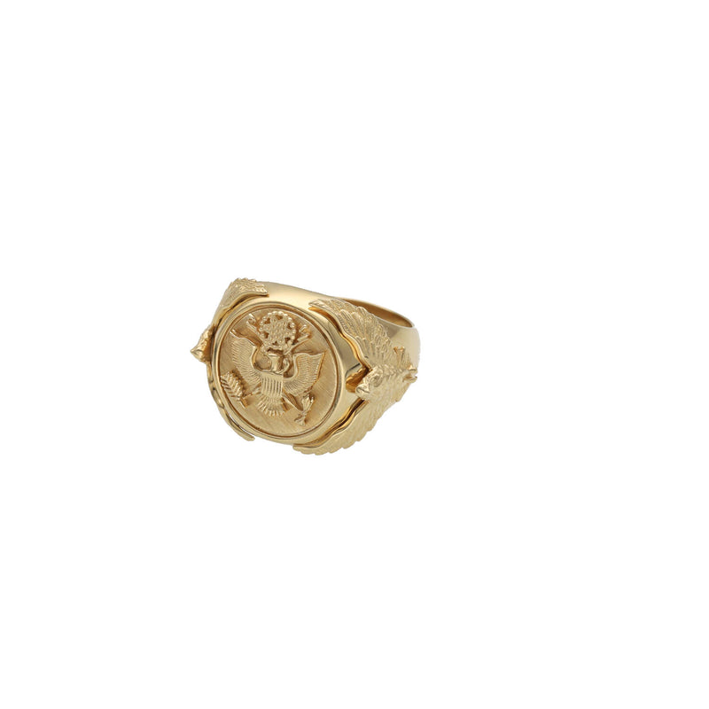 Men's 14K Yellow Gold Great Seal Eagle Shield Ring (13.9g)