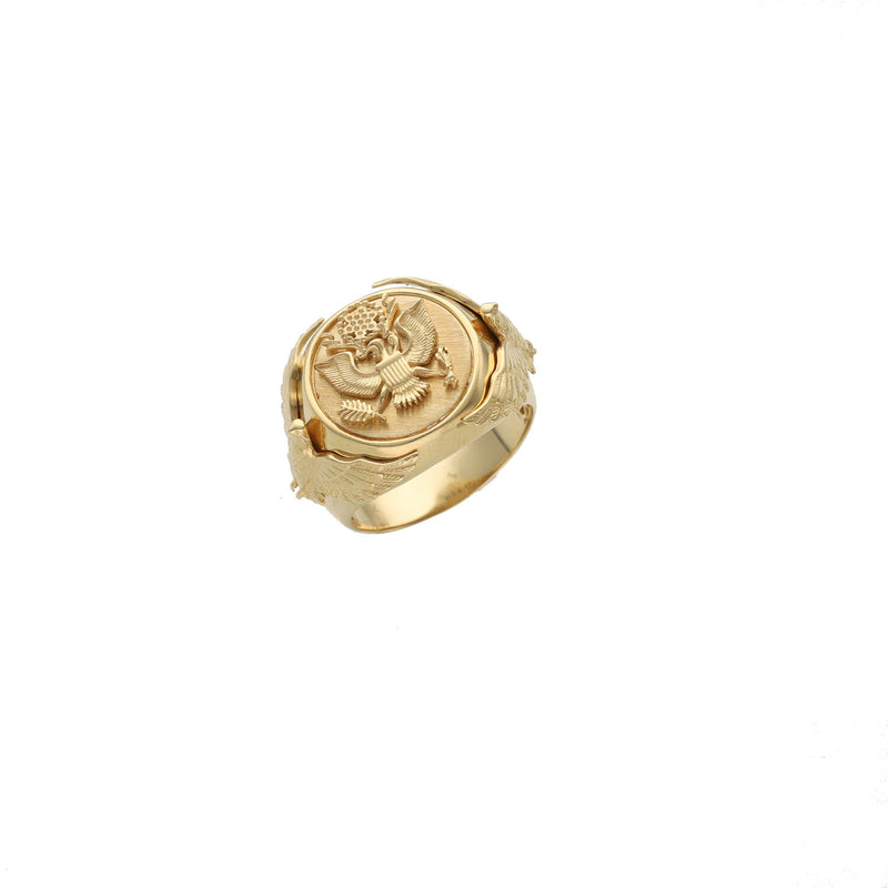 Men's 14K Yellow Gold Great Seal Eagle Shield Ring (13.9g)