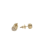 Side profile view of a 10K gold moissanite heart stud earring highlighting the secure threaded screw post