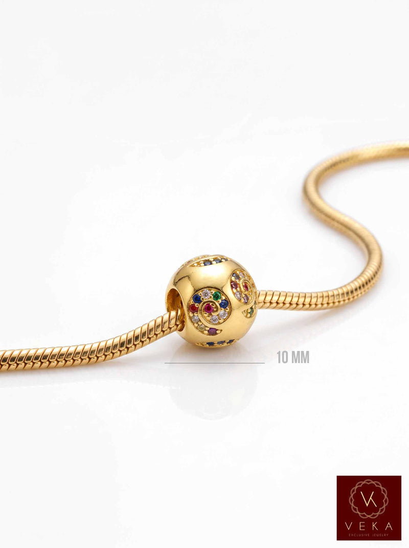 14k Gold Multicolor Swirl Mini Slide Charm for Bracelet