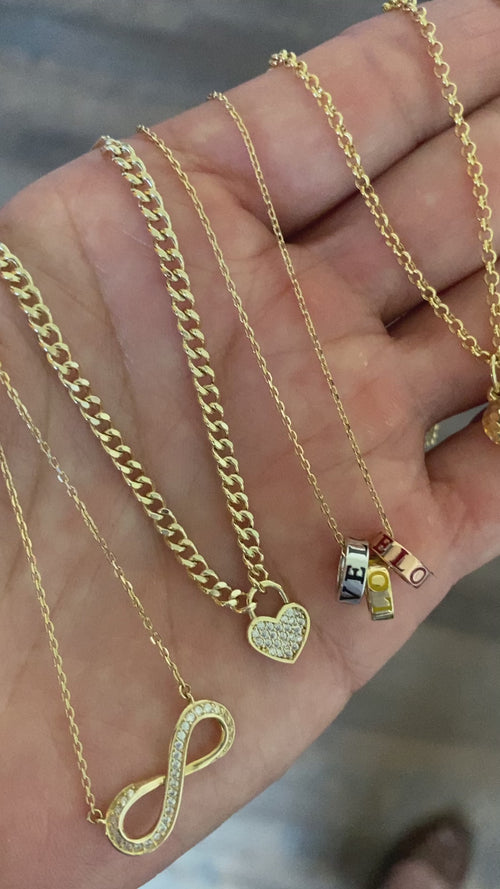 Three Tone Gold Three Love Rings Necklace